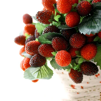 9 изкуствени фалшиви плодове сватбена украса на дома цвете и изкуствени плодове, гребло ягоди подпори за фотосесия растение