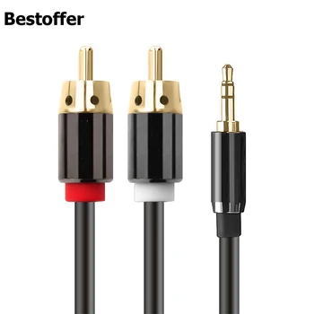 Позлатен аудио кабел DC3.5mm с жак 2RCA Lotus Male Jack 1 м на 1,5 м, 2 м, 3 м и 5 м 10 м 15 м 0