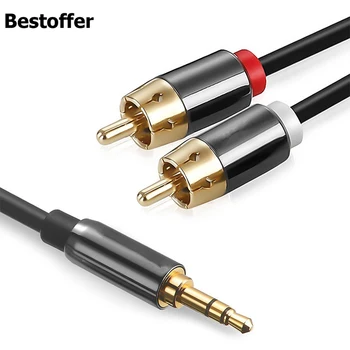 Позлатен аудио кабел DC3.5mm с жак 2RCA Lotus Male Jack 1 м на 1,5 м, 2 м, 3 м и 5 м 10 м 15 м 1