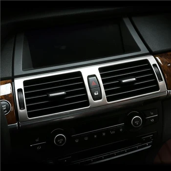 Хром Автомобилен Стайлинг Централна Конзола Вентилационна рамка Климатик CD контролен Панел Декоративна Стикер Тампон За BMW X5 X6 E70 E71 1