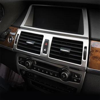Хром Автомобилен Стайлинг Централна Конзола Вентилационна рамка Климатик CD контролен Панел Декоративна Стикер Тампон За BMW X5 X6 E70 E71 4