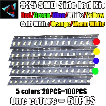 50ШТ 335 5 цвята Страничната лента SMD LED 4008 4.0*1.8*0.8 MM Pack Комплект Червено, Жълто, Бяло, Зелено, Синьо, Оранжево, Лилаво, Розово Студен Топъл Лед