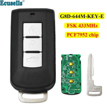 3 бутона Smart Remote Автомобилен Ключ FSK 433 Mhz PCF7952 чип за Mitsubishi Lancer ASX, Outlander G8D-644M-KEY-E с щепсел ключ