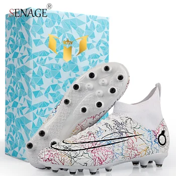 SENAGE Професионални Футболни Обувки за Мъже Улични Дишащи Футболни Обувки с Висок берцем Качествени Детски Футболни Обувки за Момчета TF/FG
