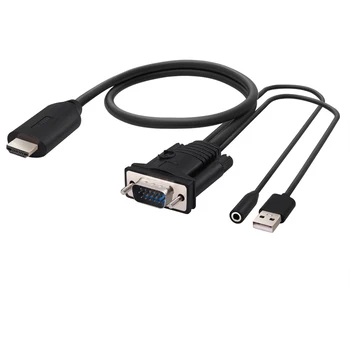 Neoteck Кабел-Адаптер HDMI-VGA Конектор 3.5 мм Аудио HDMI Plug-VGA Включете Активен Видео Конвертор Кабел 1080P Поддръжка на PS4 5