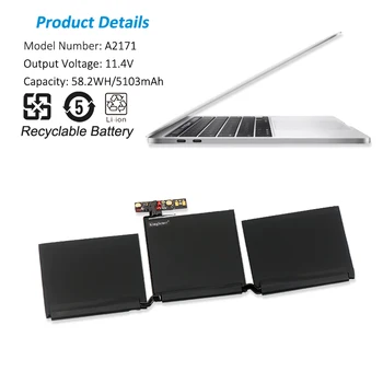 KingSener A2171 Батерия за лаптоп Apple MacBook Pro Retina Дисплей 13,3 