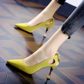 Cresfimix zapatos-dama/ женски сладки обувки-слипоны с остри пръсти на висок ток, дамски модни сладки обувки от изкуствена кожа на висок ток a6043