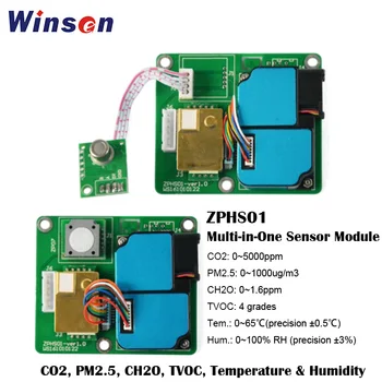 1 бр. модул сензор Winsen ZPHS01 Multi-in-One CO2/ФПЧ2.5/CH2O/TVOC и откриване на температура и влажност Изход UART Две версии на