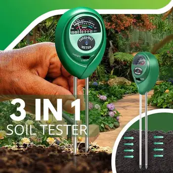 3 в 1 на Почвения Тестер за pH Метър Влажност на Почвата, Влагомер на Почвата Помощник Градинар 0