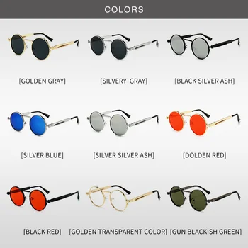Дамски Метални Пънк Vintage Слънчеви Очила с Кръгли Слънчеви Очила Мъжки Маркови Дизайнерски Модерни Очила С Огледални Лещи с Високо Качество Oculos UV400 4