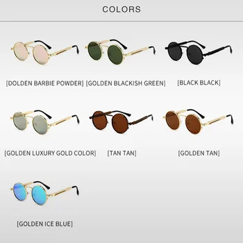 Дамски Метални Пънк Vintage Слънчеви Очила с Кръгли Слънчеви Очила Мъжки Маркови Дизайнерски Модерни Очила С Огледални Лещи с Високо Качество Oculos UV400 5