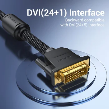 Vention DVI Кабел от Мъжете на Мъжа DVI към DVI 24 + 1 Видео Кабел 1080 P 2 Към Dual Link за Преносими PC Монитор, Проектор DVI-D Кабел 1 м и 5 м 1