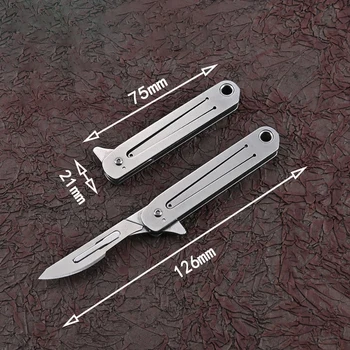 Быстрооткрывающийся Универсален Нож от неръждаема стомана, Мини Сгъваем Нож за ключове, Остър Скалпел, Курьерский нож за ръчен багаж 3