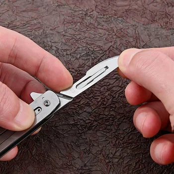 Быстрооткрывающийся Универсален Нож от неръждаема стомана, Мини Сгъваем Нож за ключове, Остър Скалпел, Курьерский нож за ръчен багаж 4