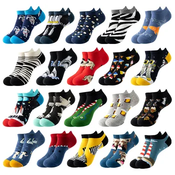 Мъжки и дамски чорапи Harajuku, чорапи с животни, акула, астронавт, чорапи за лодки, мъжки дишащи спортни чорапи, абсорбиращи потта 0