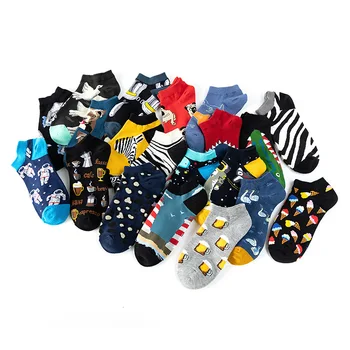 Мъжки и дамски чорапи Harajuku, чорапи с животни, акула, астронавт, чорапи за лодки, мъжки дишащи спортни чорапи, абсорбиращи потта 4