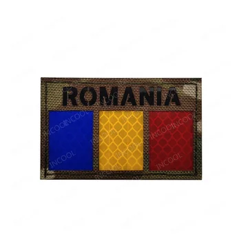 Знаме на Румъния IR Отразяващ Инфрачервените Ивици Мультикамерный Бойни Тактически Военен Флаг Бродирани Нарукавная Превръзка Шевронные Ленти, Значки 1