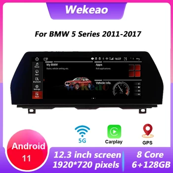 Wekeao 1 Din Android 11 Авторадио 12,3 Инча За BMW 5 2011-2017 Серия от радиото на автомобила С Bluetooth Carplay Мултимедиен Плейър