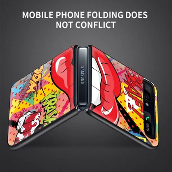 Калъф За Телефон Samsung Galaxy Z Flip3 5G z флип-надолу Капачката Твърд Калъф Черен Fundas PC para Аниме Графити Стикер
