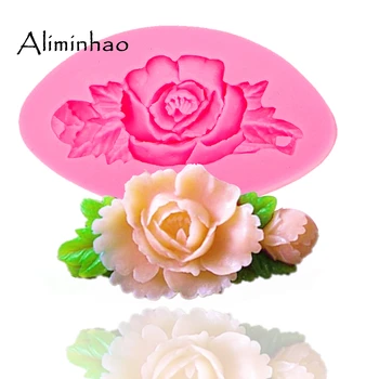 B0050 цветни Рози и листа за декорация на границата на тортата, Силиконова форма за шугаринга, инструменти за украса на торта, шоколадови форми