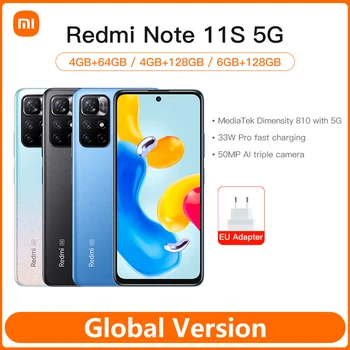 Глобалната версия на Xiaomi Redmi Note 11S 5G Смартфон Dimensity 810 NFC 33 W Pro Бързо зареждане на 50 Mp AI Тройната камера
