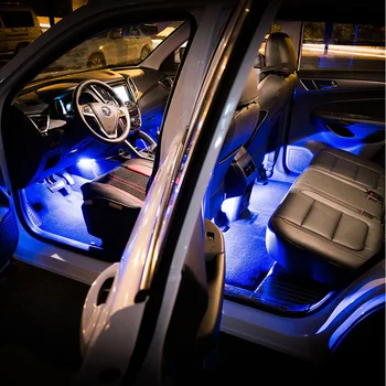 Led Осветление на вътрешността на Колата RGB Led Лента Атмосфера Декоративен Разсеяна Светлина Гъвкава Цветна Музика Дистанционно Управляеми Ритмическая Лампа 3