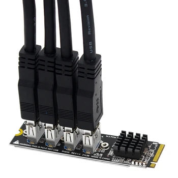 USB 3.0 PCI-E Странично Card M. 2 За PCIE Удължител Странично Card Адаптер 4 Порта PCI-Express Адаптер За Mac Os Windows Linux 3