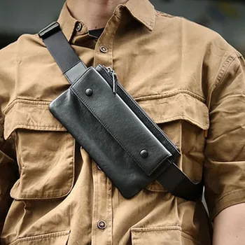 Оригинална модерна кожена нагрудная чанта AETOO, мъжки тънка имат чанта за мобилен телефон от телешка кожа, универсален за мъже планинска мини чанта