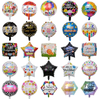 10шт 18 инча Нови испански балони Feliz cumpleaños балони globo честит рожден ден декор Розово Злато Кръгли гелиевые балони балони