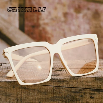 CRIXALIS Луксозни Дамски Слънчеви очила 2023 Модни Квадратни Големи Декоративни Слънчеви очила Женски Мъжки UV400 С Антирефлексно покритие zonnebril heren 1
