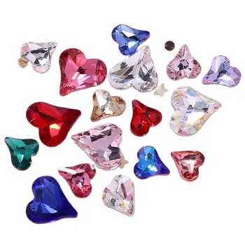 50 бр/пакет Аврора Сърцето Дизайн на нокти, Декорации Бонбони Кривото Сърцето на Мока Нокти Кристал Crystal AB Цвят на Ноктите, Планински Кристал, Скъпоценни Камъни, Бижута 5