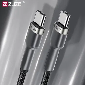 ZUZG 120 W 6A TypeC към Type C C USB Цинк Сплав Мазна Найлон Плитка OD4.0 1,2 м C за C Кабел за Samsung, Huawei, Xiaomi бързо зарядно устройство 1