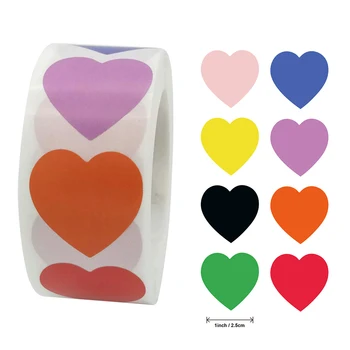 500 бр./ролка, Цветни Стикери във формата на Сърце, Стикери за Рисуване, Играчки 