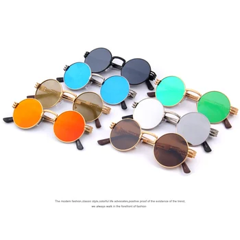 Дамски Слънчеви очила В Стил Steampunk, Мъжки Ретро Кръгли Слънчеви очила, Метални Слънчеви очила, Мъжки Слънчеви очила с UV400 5