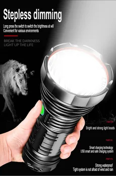 Led лампа с висока мощност led flashlightWaterproof С Голяма Кондензация литиева батерия, Силна Лека Ръчна лампа Flashligh