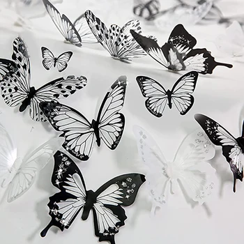 36 БР 3D Цветни Кристални Стикери за Стена с Пеперуди със Самозалепваща Художествена Стикер, Сатен Хартиени Пеперуди, Детска Спалня, Домашен Декор