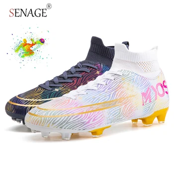 SENAGE Висококачествени Мъжки футболни Обувки TF/FG с високи щиколотками, Дишаща Футболни Обувки, Улични Професионални Спортни Футболни Обувки