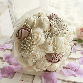 Най-нови изкуствени букети цветя на булката перли булчински букет на сватбата, за украсата на сватбата