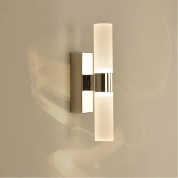 Неръждаема стомана led огледален лампа за баня AC85-265V 6 W с двойни глави Акрилни led монтиран на стената лампа за Спални Хотел Стенни осветителни тела 0