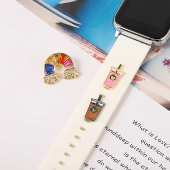 1бр Кафе Каишка за Часовник Декоративна Обтегач под формата на Лапи за Apple Watch Band Приказно Метални Нитове Аксесоари за Iwatch Силикон Гривна 2