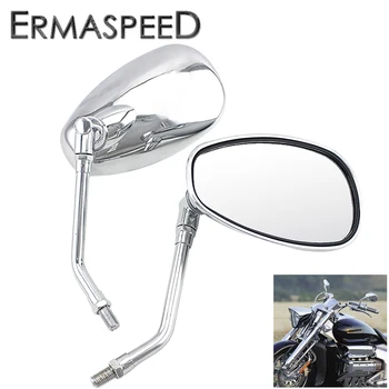 Универсални 10 мм Хромирани Огледала за Обратно виждане Мотоциклет за Мотокрос Скутер E-bike Мотоциклет Състезателни Странично Огледало за Обратно виждане Аксесоари 0