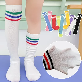 Бебешки дълги чорапи-тръба, летни тънки дишащи мрежести чорапи срещу комари, летни памучни чорапи над коляното, цветни чорапи за момичета 1