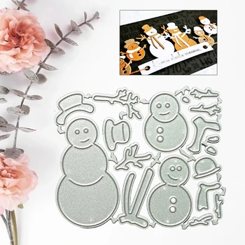 Коледни снежни човеци Метални Режещи Удари Шаблони САМ Албум За Scrapbooking Хартиена Картичка 2