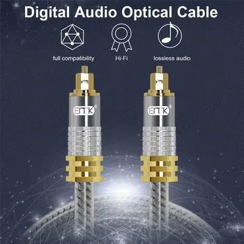EMK най-високата степен на OD8.0mm Spdif Оптичен кабел, Позлатен Метален Конектор Цифров Оптичен аудио кабел Toslink 1 м на 1,5 м, 2 м, 3 м и 5 м 1