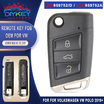 DIYKEY OEM 2G6959752/2G6959752D/2GD959752A Ключодържател без ключ 433 Mhz 5C/MQB49 Дистанционно Ключ за Volkswagen VW Polo 2019 + Skoda Golf и Seat 0