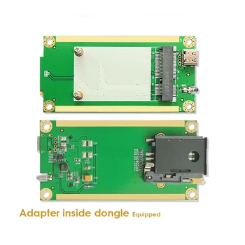 4G LTE-ключ, оборудван с промишлен мини адаптер, PCIe към USB с конектор за SIM-карти Type-C USB3.1, жак Type-C USB кабел 2