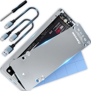 AMPCOM M. 2 NVME SSD Корпус Адаптер, PCIe SSD (M Ключ) към USB 3.1 GEN 2 на Външния корпус на твърдотелно устройство Скорост до 10 gbps