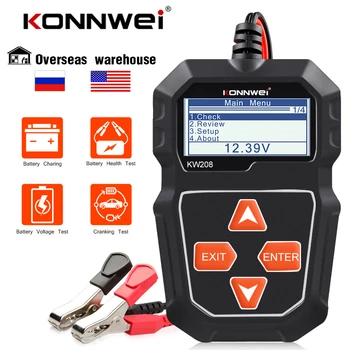 KONNWEI KW208 12V от 100 до 2000CCA Проворачивающий кабел за зареждане на Кръгла Тестер Анализатор на Батерии Автомобилен Тестер за Батерии Автомобилен Тестер за Батерии