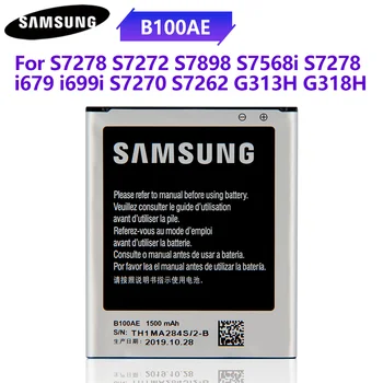 Оригинална Батерия B100AE B100AC За SAMSUNG Galaxy Ace 3 Ace4 S7898 S7278 S7272 S7568i S7278 i679 S7270 S7262 G313H G318h 1500 ма