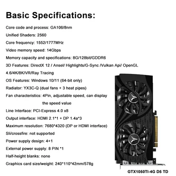 YESTON Нова графична карта GeForce RTX 3050 8G GDDR6 RTX3050-8G 8 GB ДЕТСКА графика 128 BIT NVIDIA placa de vídeo Аксесоари 5